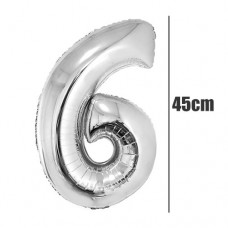 Balão Metalizado Prata Número 6 45cm